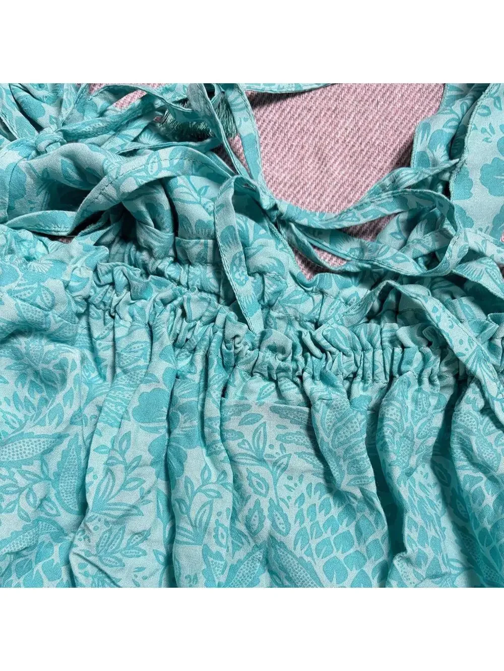 Cinta Tomato Turquoise Spaghetti Strap Sundress M - Picture 3 of 5